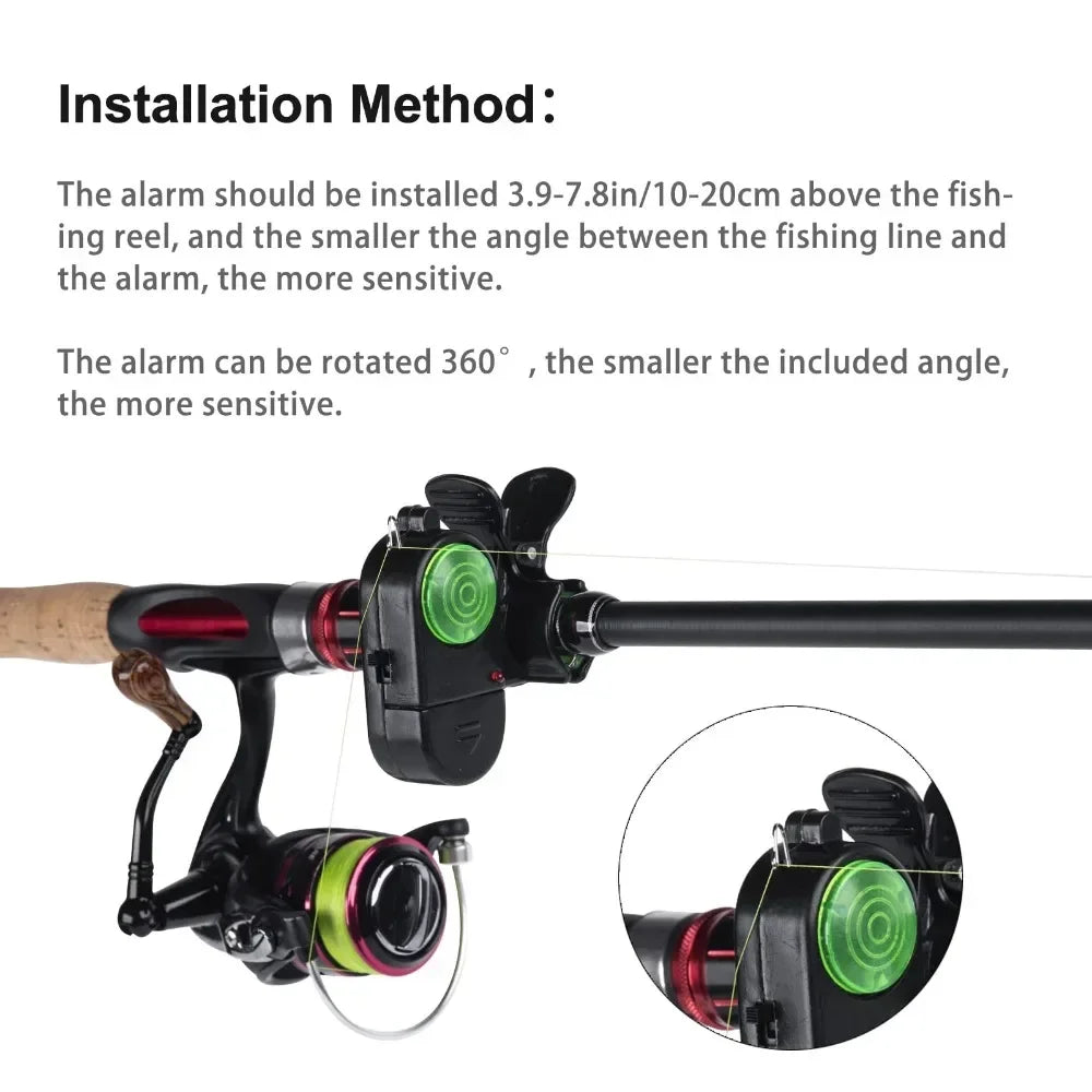 2Pcs Electronic Fishing Bite Alarm with Sound Ledlights Indicator Bell Clip on Fishing Rod Tackle Sensitive Fishing Alarm