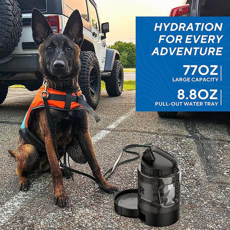 Large Dogs Water Bowl Dispenser, Walking, Camping, Hiking, Portable, Sturdy, 2 in 1 Combo Pet Travel Outdoor Feeder