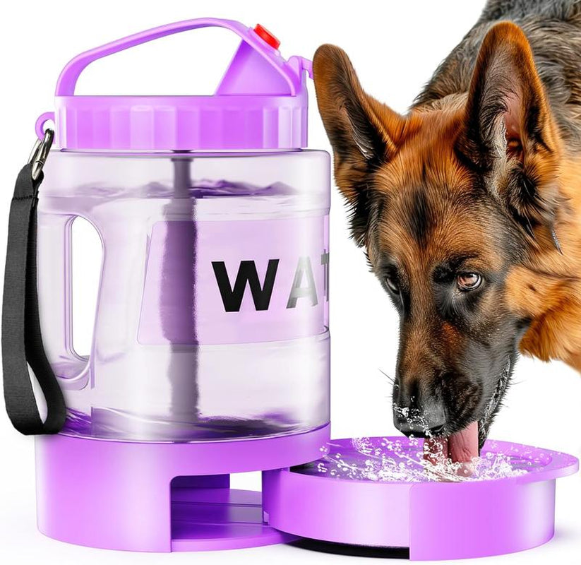 Large Dogs Water Bowl Dispenser, Walking, Camping, Hiking, Portable, Sturdy, 2 in 1 Combo Pet Travel Outdoor Feeder