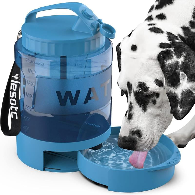 Large Dogs Water Bowl Dispenser, Walking, Camping, Hiking, Portable, Sturdy, 2 in 1 Combo Pet Travel Outdoor Feeder