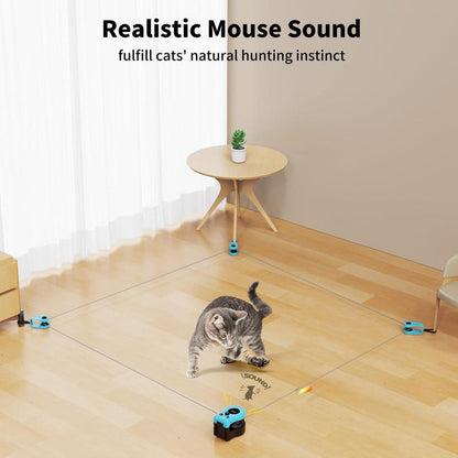 Asfrost Interactive Cat Toys for Indoor Cats, Cat Feather Toy for Bored Cats Kitten Play Chase Run Exercise, Automatic/Remote Control Cat Treadmill, DIY Cat Hunting String Moving Mouse Toys