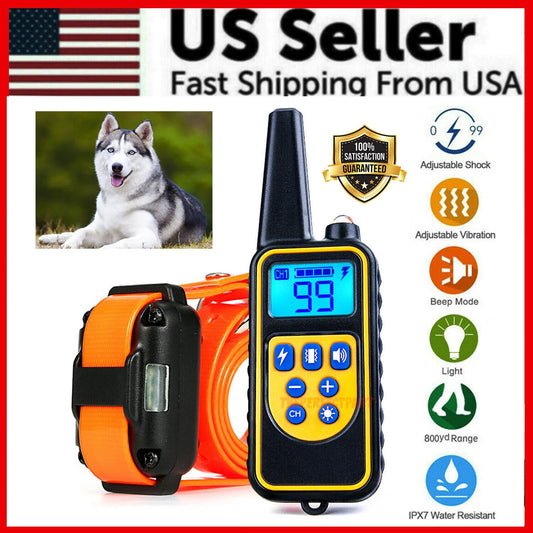 Rechargeable Waterproof Remote Dog Training Collar - 2700 FT Range with LCD Display