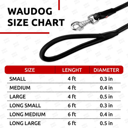 Rolled Leather Dog Leash 4Ft * 0.5 in for Small Medium and Large Dogs Heavy Duty Leather Puppy Leash for Outdoor Walking Running Training Strong Dog Leashes for Large Breed Dogs (Black)