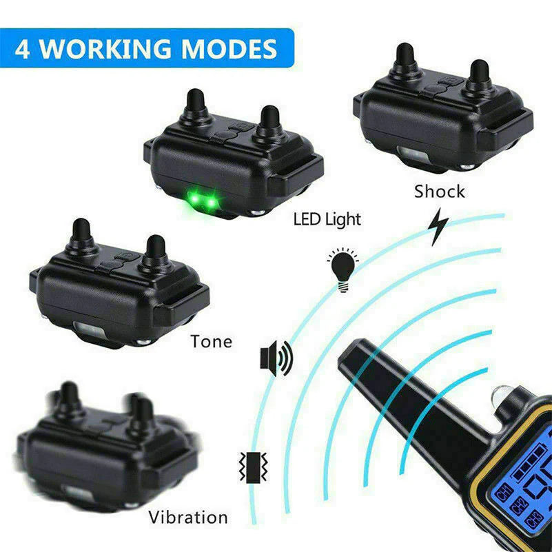 Rechargeable Waterproof Remote Dog Training Collar - 2700 FT Range with LCD Display