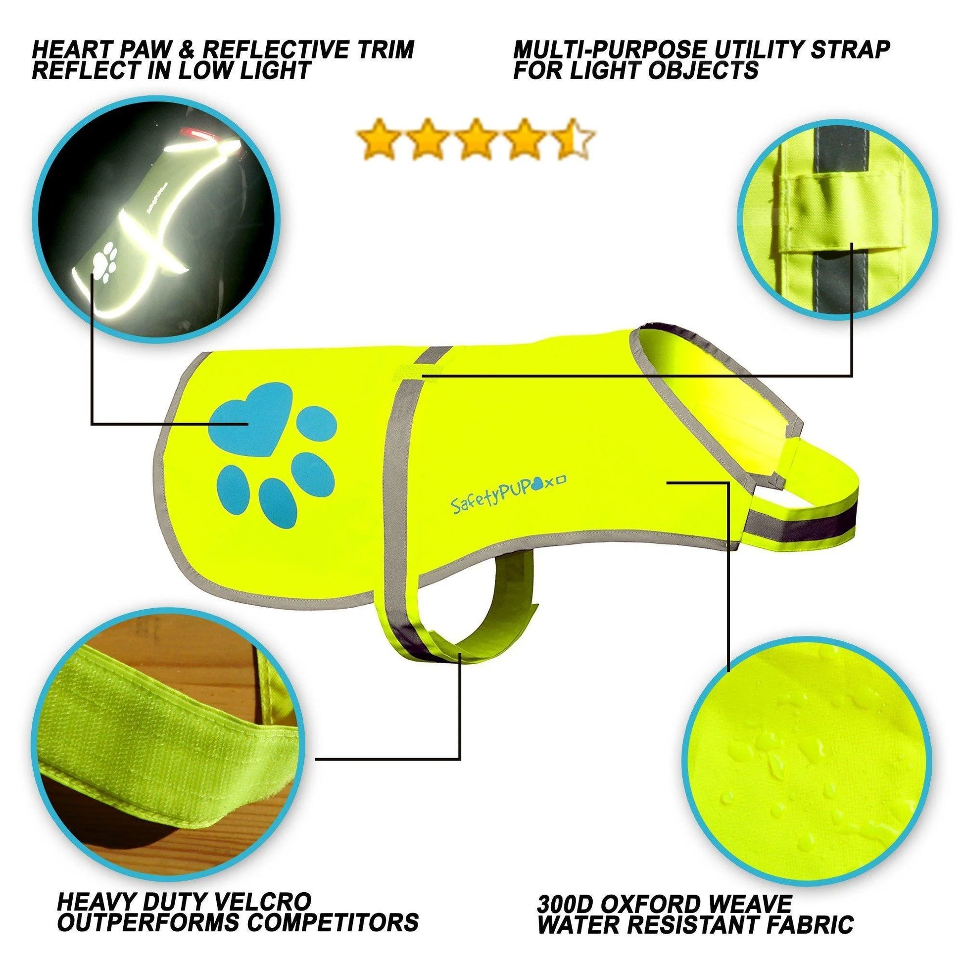 Dog Reflective Vest XL Size Neon Yellow Hi Vis Safety Vest Keeps Dogs Visible