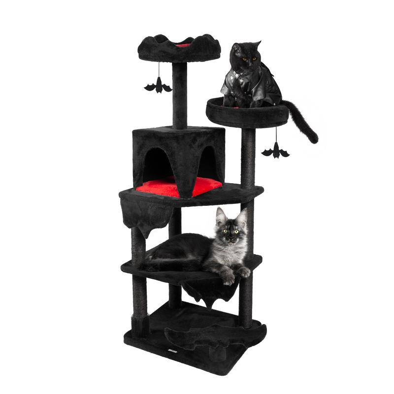 [Springtok] KAMABOKO Gothic Cat Tree (30.3"-59") – Multiple Height Options,Cat Scratching Post, Cat Tree, Cat Tower with Gothic Design