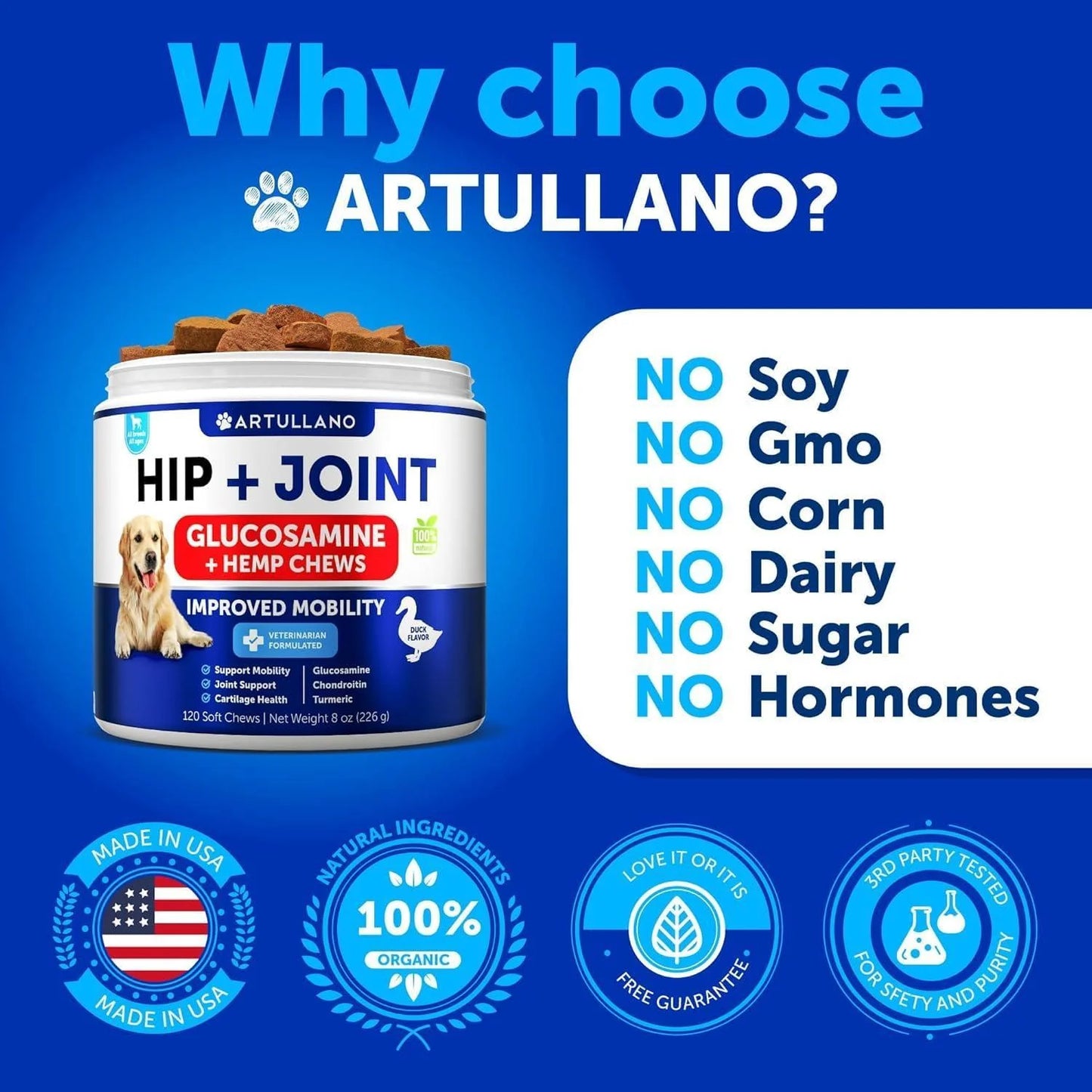 Hip and Joint Supplement for Dogs Glucosamine Joint Pain Relief Chews With