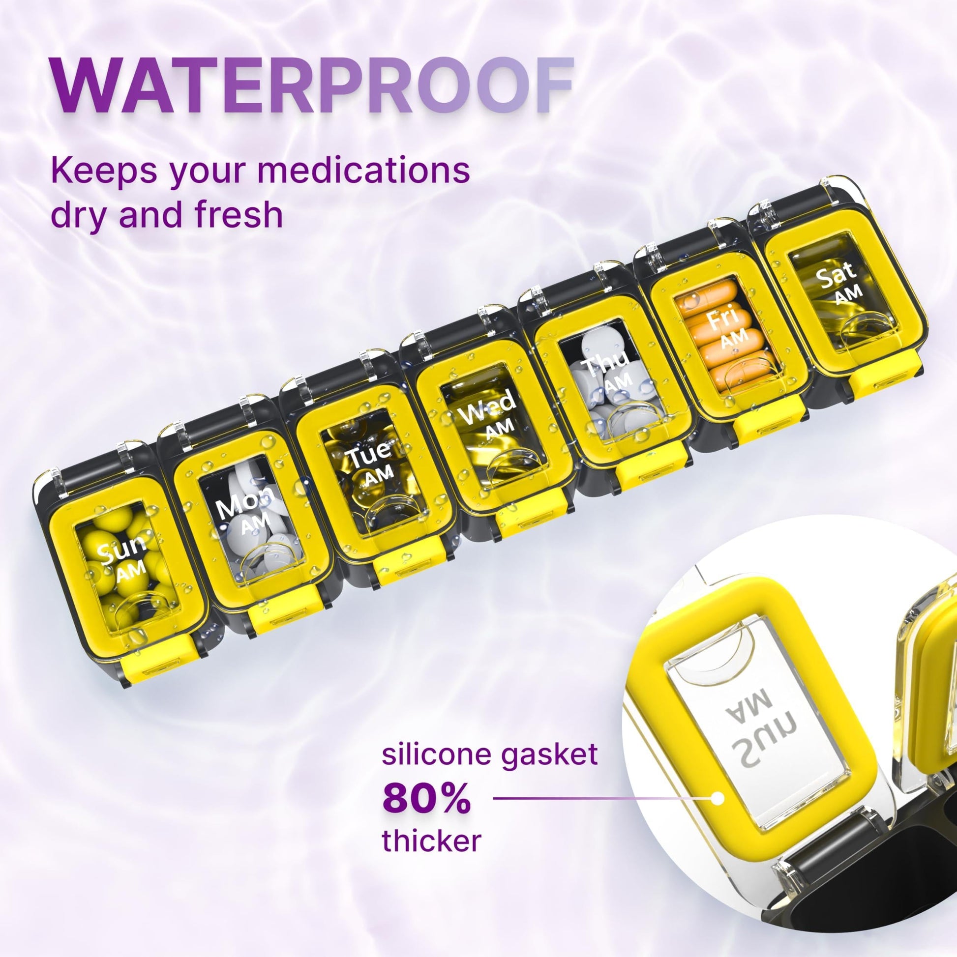 Weekly Pill Organizer 2 Times a Day Airtight Pill Box 7 Day Am Pm Vitamin
