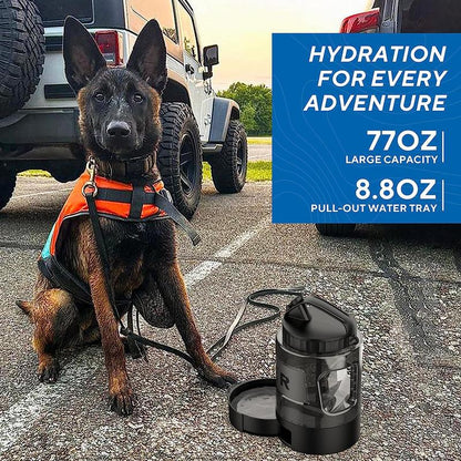 Large Dogs Water Bowl Dispenser, Walking, Camping, Hiking, Portable, Sturdy, 2 in 1 Combo Pet Travel Outdoor Feeder