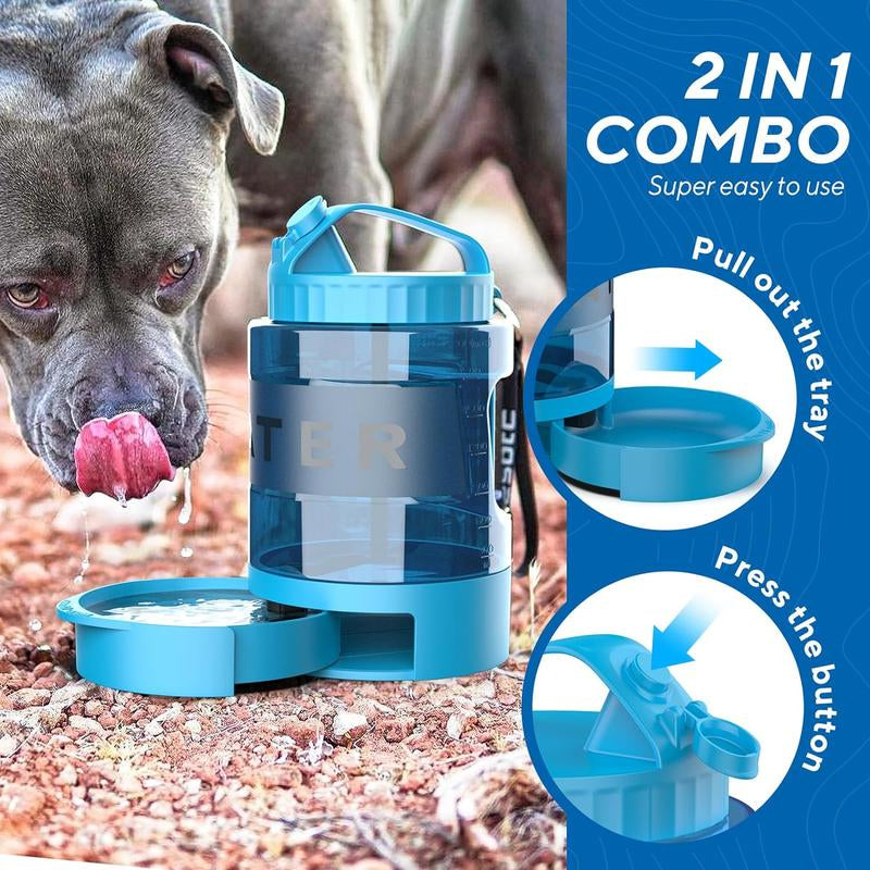 Large Dogs Water Bowl Dispenser, Walking, Camping, Hiking, Portable, Sturdy, 2 in 1 Combo Pet Travel Outdoor Feeder