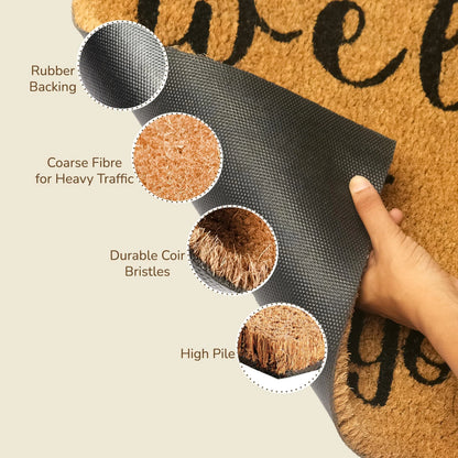 Coir Doormat Front Door Mat with Non Slip PVC Backing Printed Indoor Outdoor Mats for Home & Office Entrance Mats with Hope You like Dogs Print 30”X17” Beige & Black