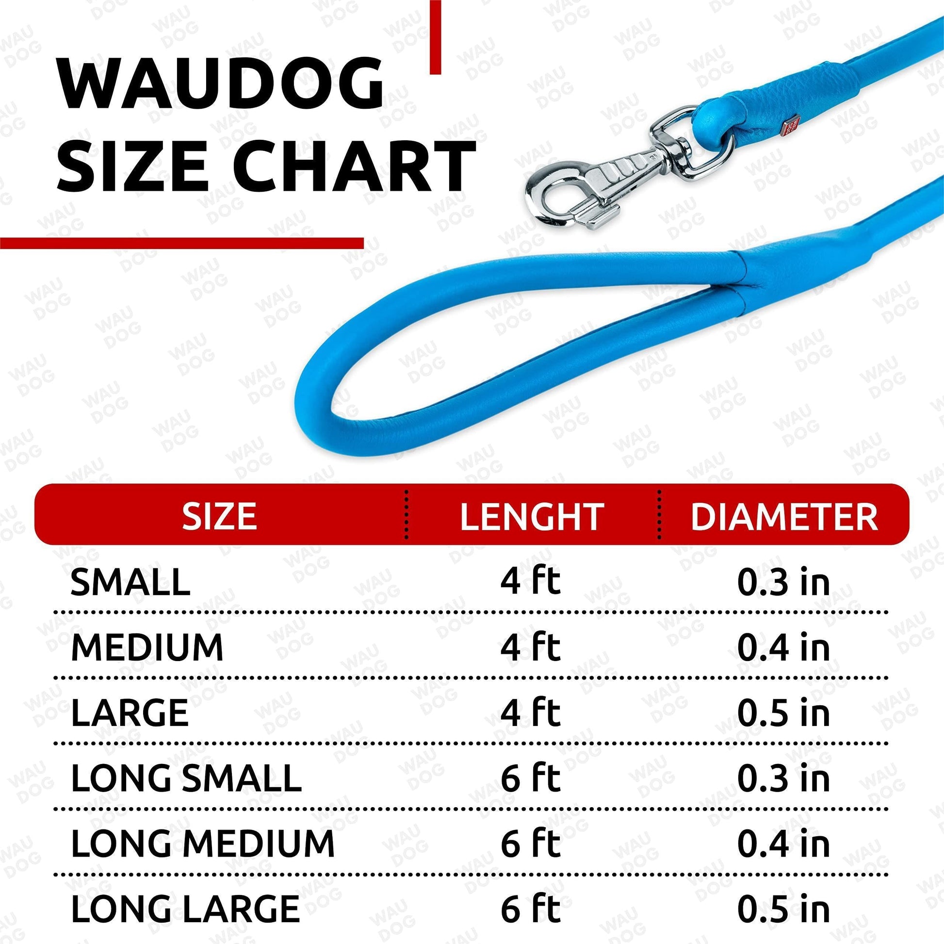 WAUDOG Rolled Leather Dog Leash 4Ft * 0.3 in for Small Medium and Large Dogs Heavy Duty Leather Puppy Leash for Outdoor Walking Running Training Strong Dog Leashes for Large Breed Dogs (Blue)