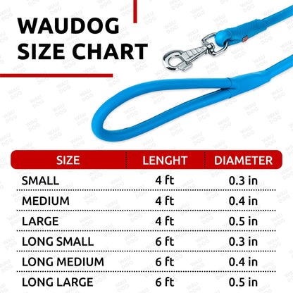 WAUDOG Rolled Leather Dog Leash 4Ft * 0.3 in for Small Medium and Large Dogs Heavy Duty Leather Puppy Leash for Outdoor Walking Running Training Strong Dog Leashes for Large Breed Dogs (Blue)