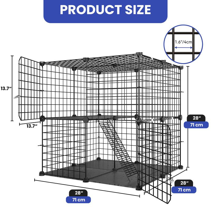 Yitahome Cat Cage Indoor Catio DIY Cat Enclosures Metal Cat Playpen 2/3/4-Tiers Kennels Pet Crate with Extra Large Hammock for Cats, Rabbit