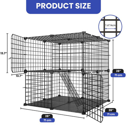 Yitahome Cat Cage Indoor Catio DIY Cat Enclosures Metal Cat Playpen 2/3/4-Tiers Kennels Pet Crate with Extra Large Hammock for Cats, Rabbit
