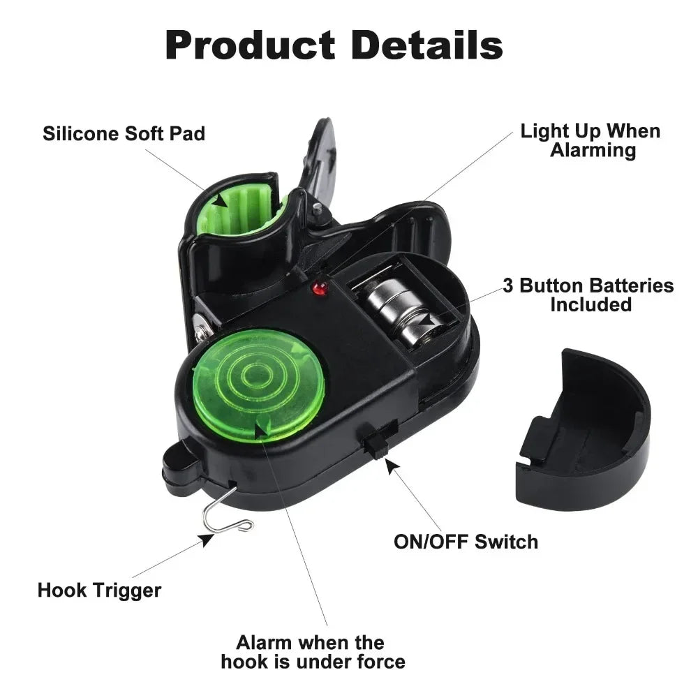 2Pcs Electronic Fishing Bite Alarm with Sound Ledlights Indicator Bell Clip on Fishing Rod Tackle Sensitive Fishing Alarm