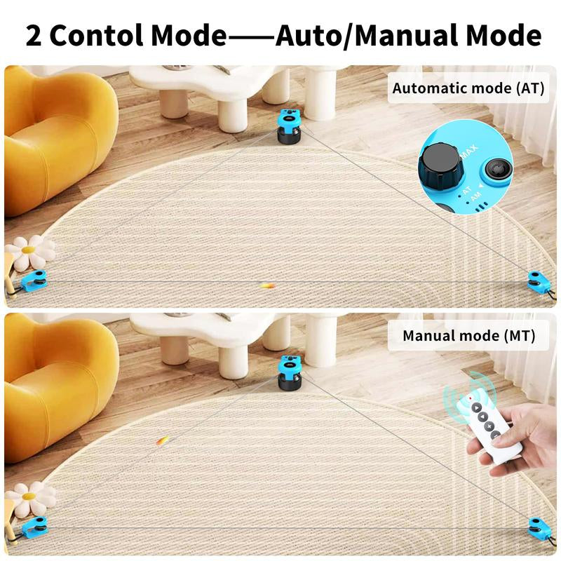 Asfrost Interactive Cat Toys for Indoor Cats, Cat Feather Toy for Bored Cats Kitten Play Chase Run Exercise, Automatic/Remote Control Cat Treadmill, DIY Cat Hunting String Moving Mouse Toys