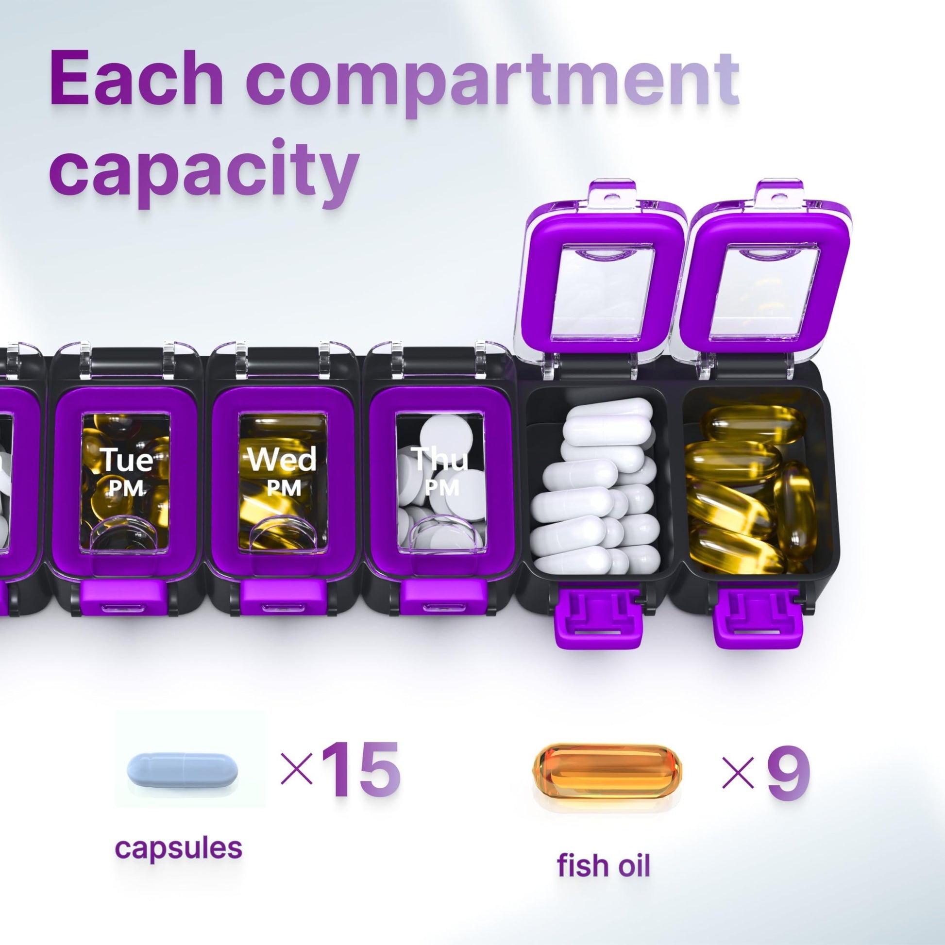 Weekly Pill Organizer 2 Times a Day Airtight Pill Box 7 Day Am Pm Vitamin