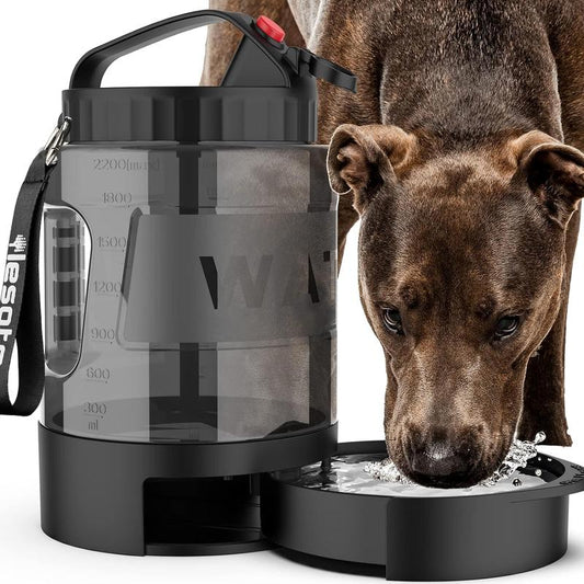 Large Dogs Water Bowl Dispenser, Walking, Camping, Hiking, Portable, Sturdy, 2 in 1 Combo Pet Travel Outdoor Feeder
