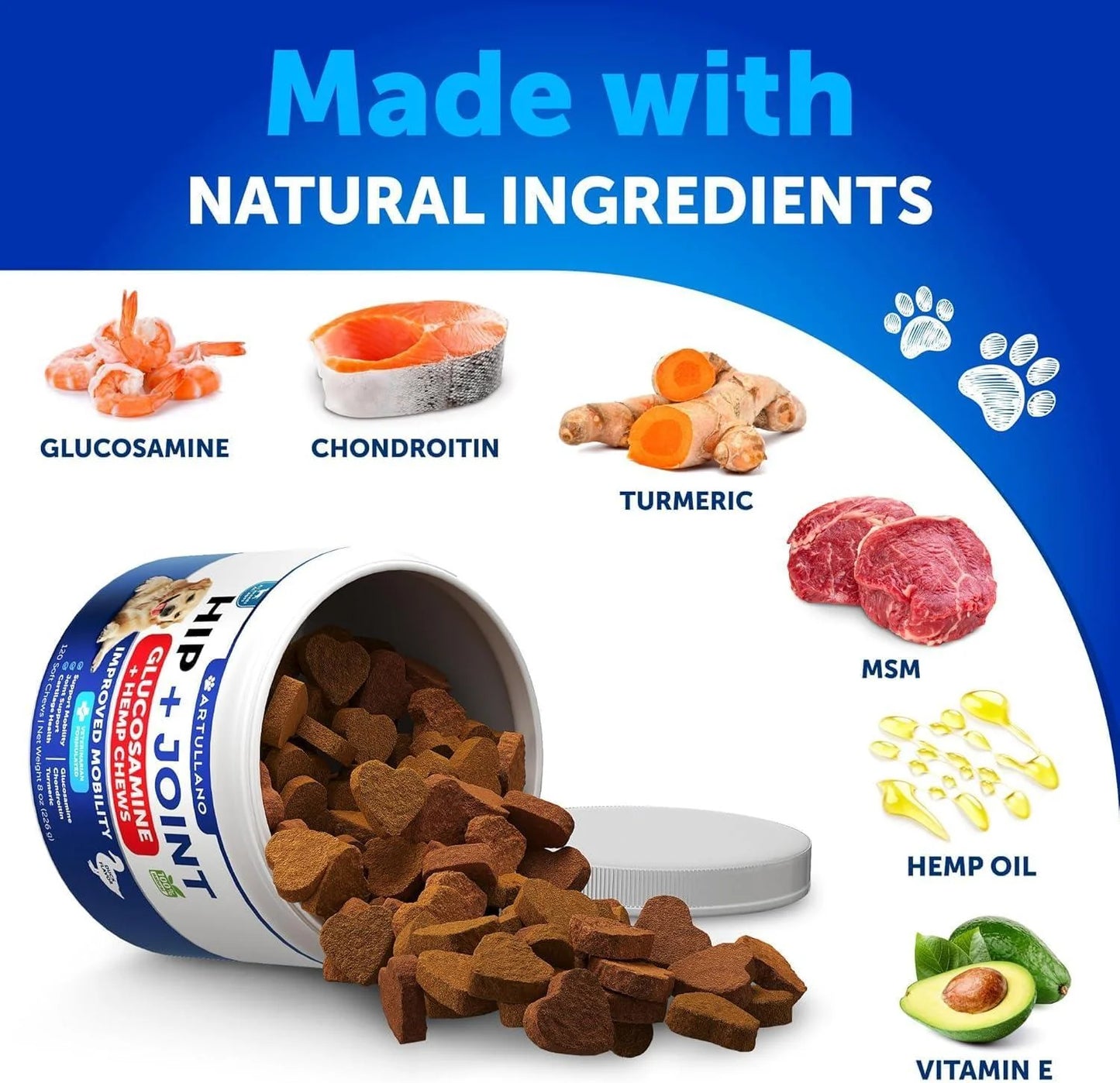 Hip and Joint Supplement for Dogs Glucosamine Joint Pain Relief Chews With