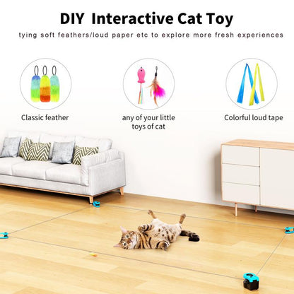 Asfrost Interactive Cat Toys for Indoor Cats, Cat Feather Toy for Bored Cats Kitten Play Chase Run Exercise, Automatic/Remote Control Cat Treadmill, DIY Cat Hunting String Moving Mouse Toys