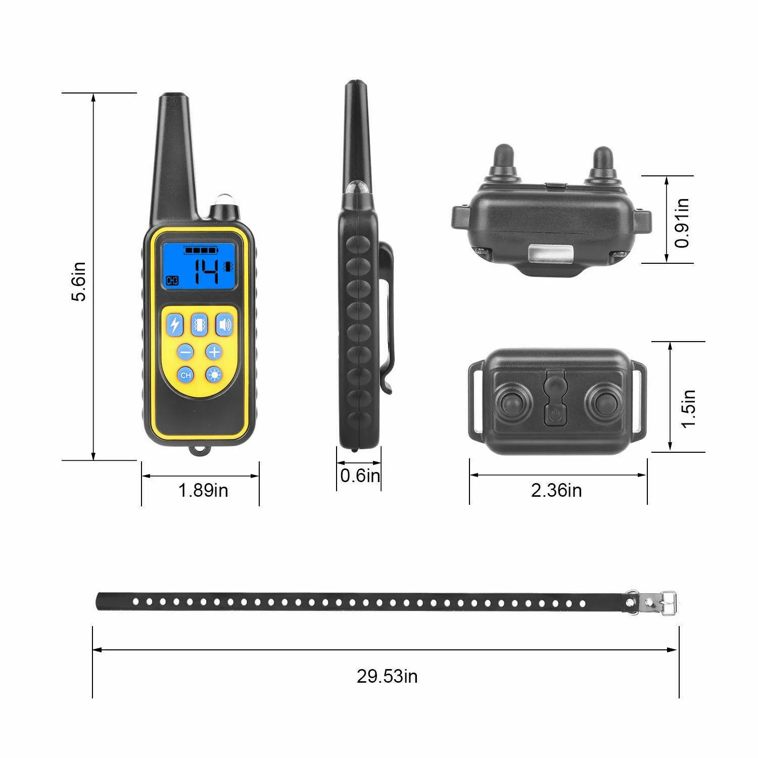 Rechargeable Waterproof Remote Dog Training Collar - 2700 FT Range with LCD Display