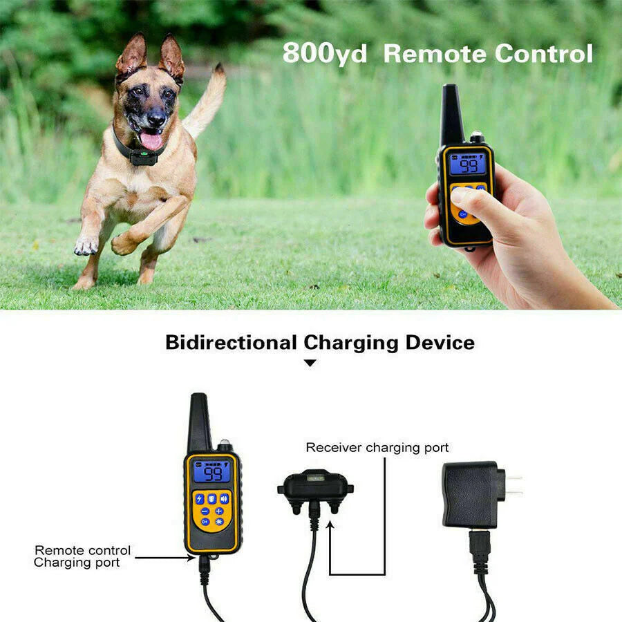 Rechargeable Waterproof Remote Dog Training Collar - 2700 FT Range with LCD Display