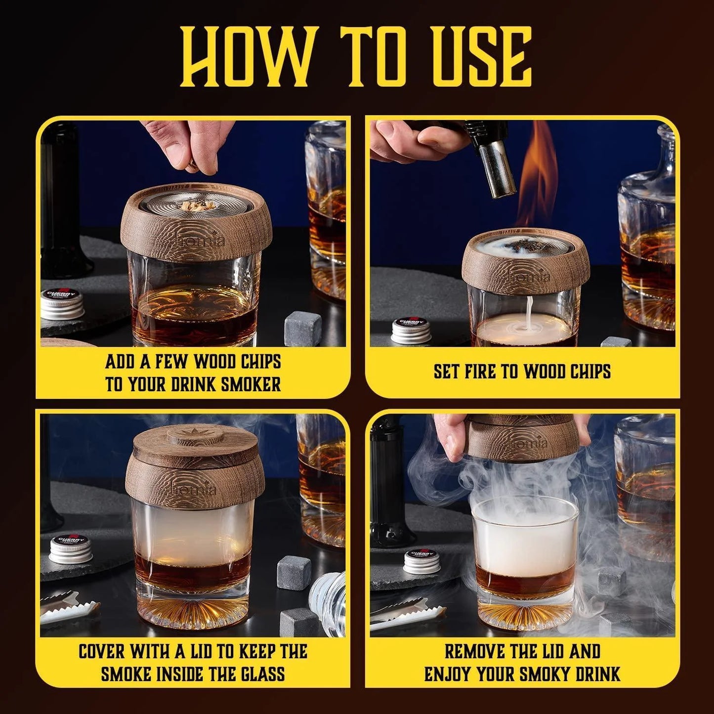 Whiskey Gift Set 14 Pcs Whiskey Bottle Old Fashioned Glasses in Wodden Box Gift