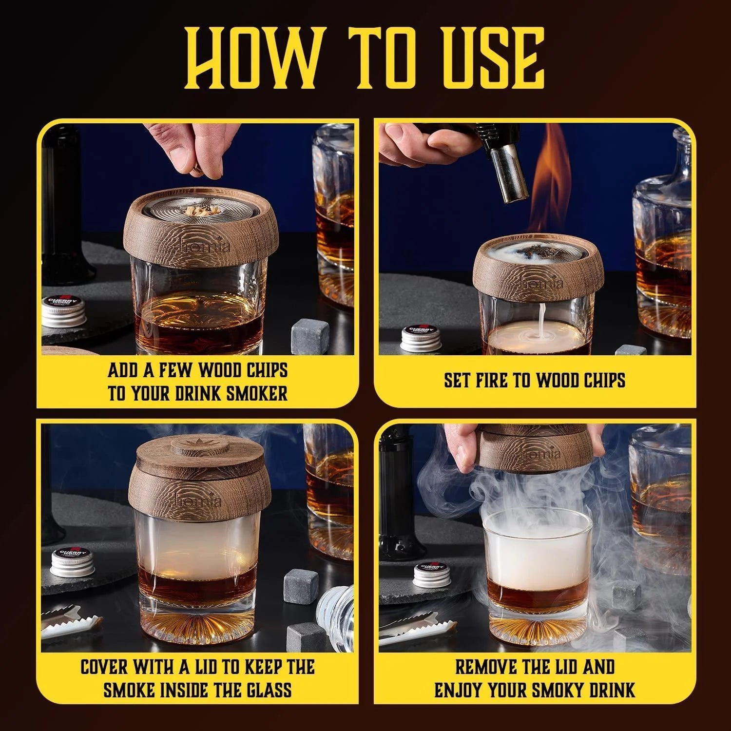 Whiskey Gift Set 14 Pcs Whiskey Bottle Old Fashioned Glasses in Wodden Box Gift