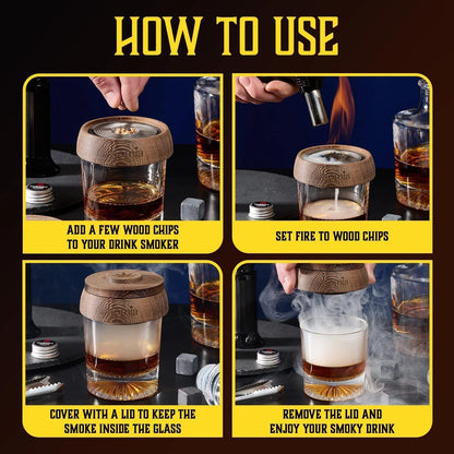 Whiskey Gift Set 14 Pcs Whiskey Bottle Old Fashioned Glasses in Wodden Box Gift