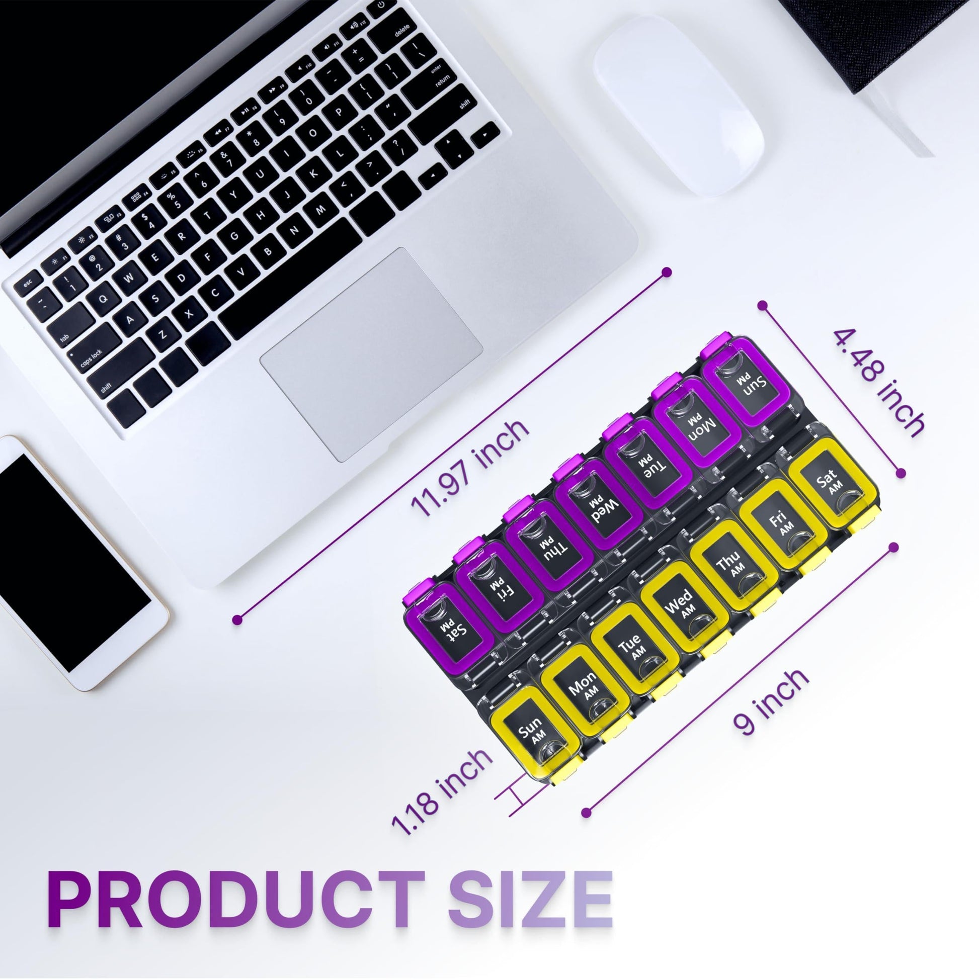 Weekly Pill Organizer 2 Times a Day Airtight Pill Box 7 Day Am Pm Vitamin