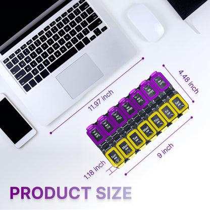 Weekly Pill Organizer 2 Times a Day Airtight Pill Box 7 Day Am Pm Vitamin