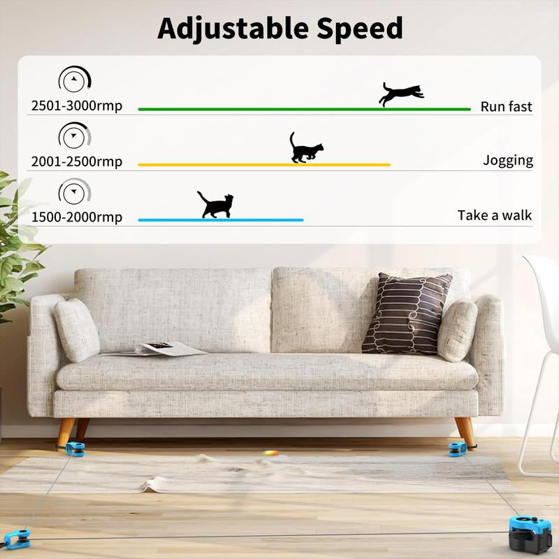 Asfrost Interactive Cat Toys for Indoor Cats, Cat Feather Toy for Bored Cats Kitten Play Chase Run Exercise, Automatic/Remote Control Cat Treadmill, DIY Cat Hunting String Moving Mouse Toys