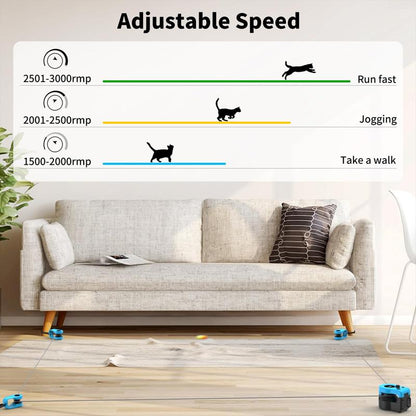 Asfrost Interactive Cat Toys for Indoor Cats, Cat Feather Toy for Bored Cats Kitten Play Chase Run Exercise, Automatic/Remote Control Cat Treadmill, DIY Cat Hunting String Moving Mouse Toys