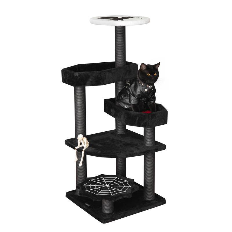 [Springtok] KAMABOKO Gothic Cat Tree (30.3"-59") – Multiple Height Options,Cat Scratching Post, Cat Tree, Cat Tower with Gothic Design