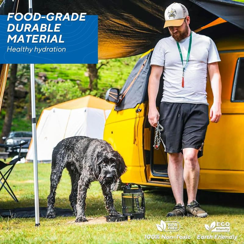 Large Dogs Water Bowl Dispenser, Walking, Camping, Hiking, Portable, Sturdy, 2 in 1 Combo Pet Travel Outdoor Feeder